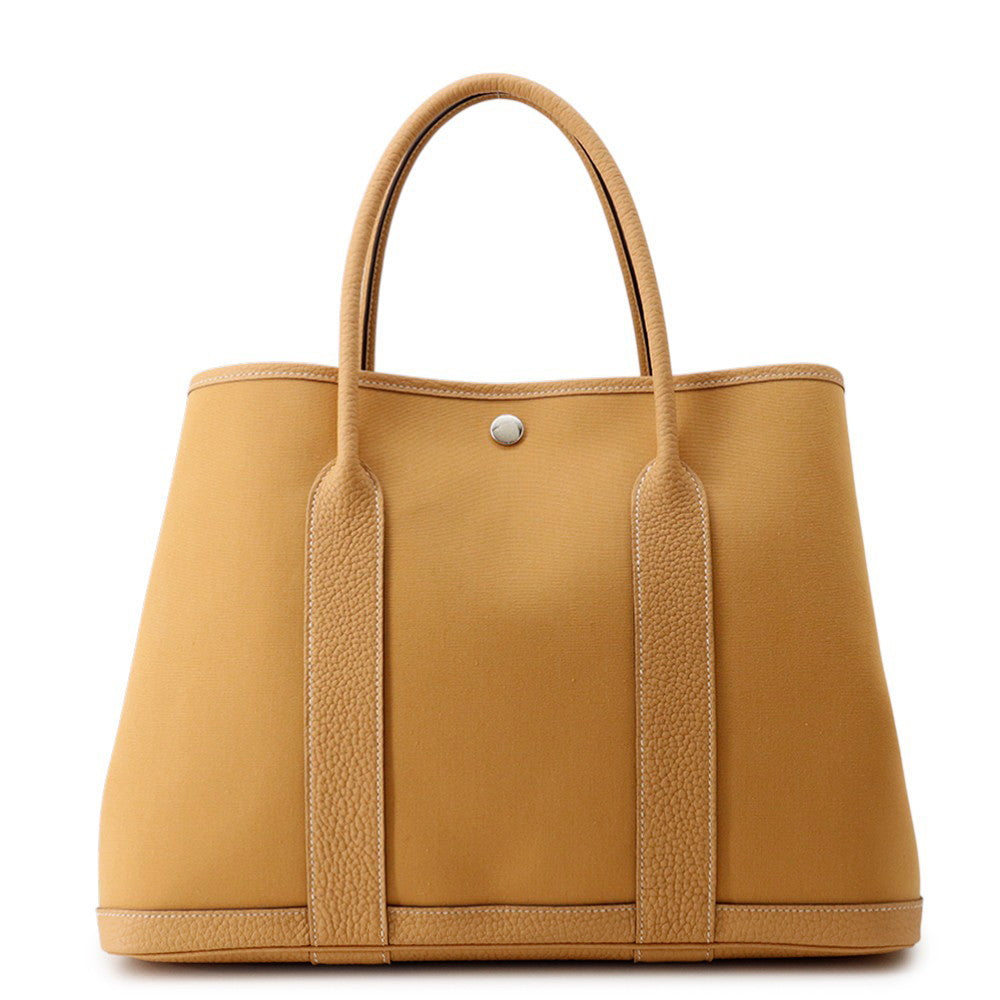HERMES Garden Party Natural Sable Toile Officier Negonda Leather Size PM