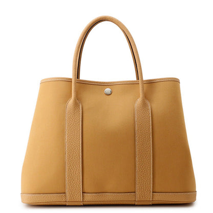 HERMES Garden Party Natural Sable Toile Officier Negonda Leather Size PM