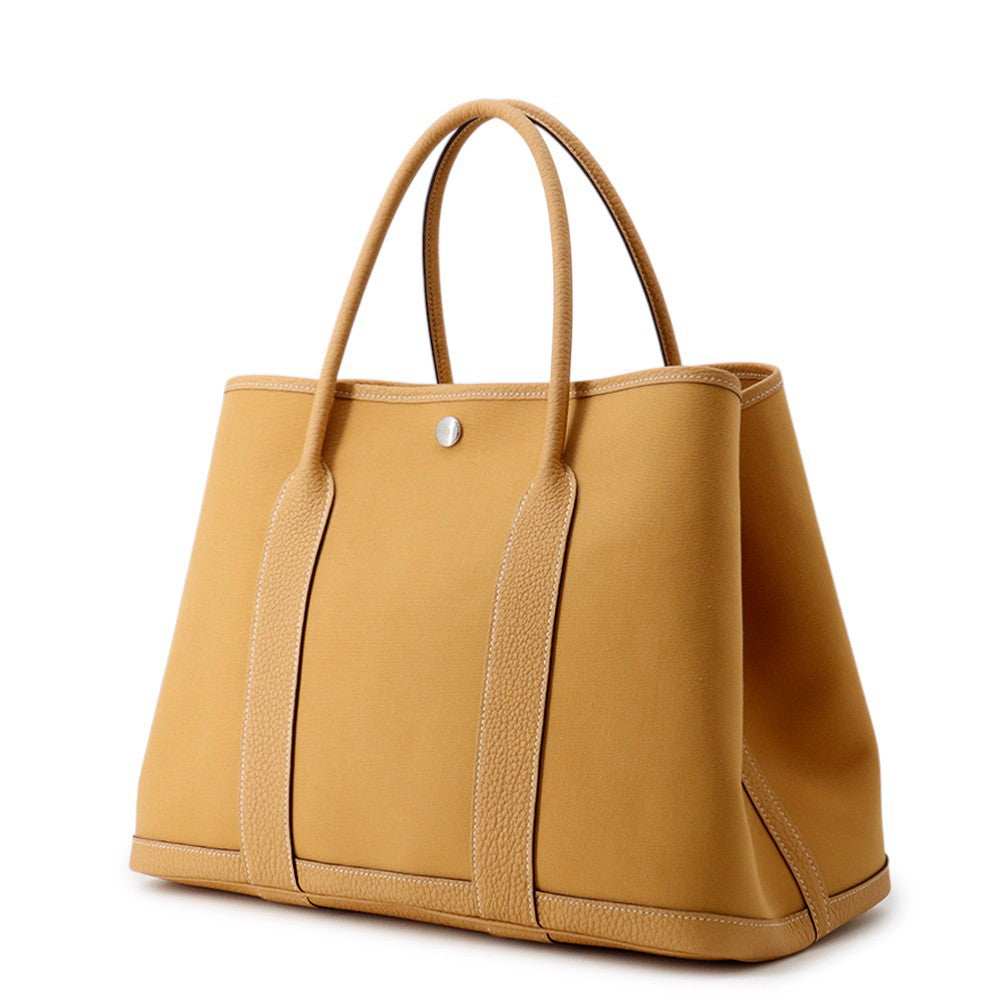 HERMES Garden Party Natural Sable Toile Officier Negonda Leather Size PM