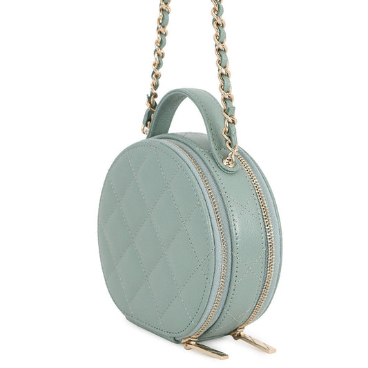 CHANEL Matelasse Chain Vanity Bag Light GreenAP2502 Caviar Leather Size Small