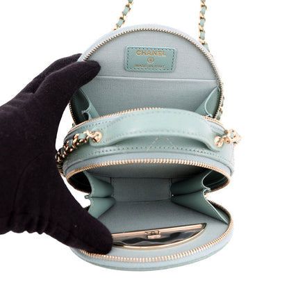 CHANEL Matelasse Chain Vanity Bag Light GreenAP2502 Caviar Leather Size Small