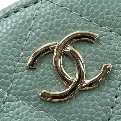 CHANEL Matelasse Chain Vanity Bag Light GreenAP2502 Caviar Leather Size Small