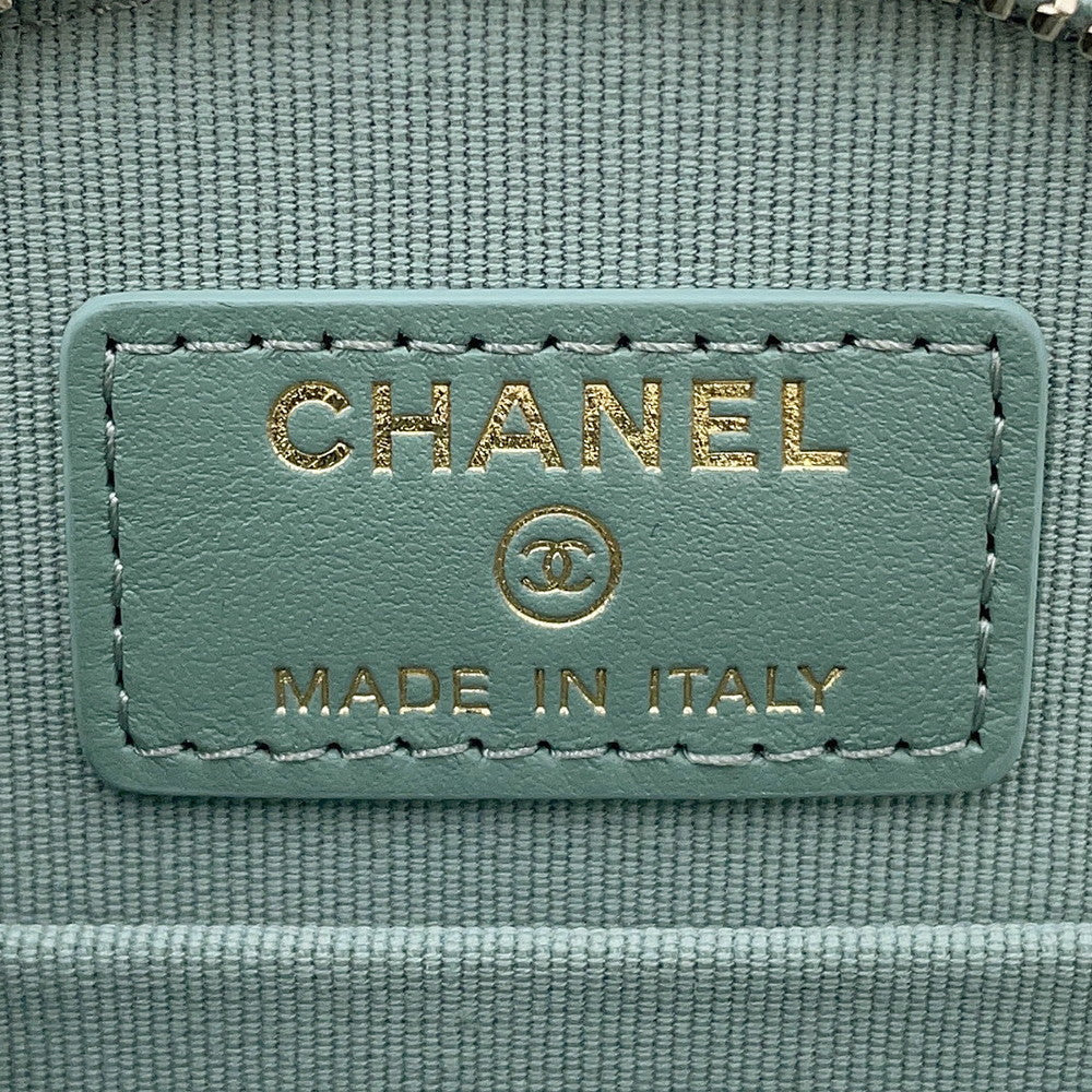 CHANEL Matelasse Chain Vanity Bag Light GreenAP2502 Caviar Leather Size Small