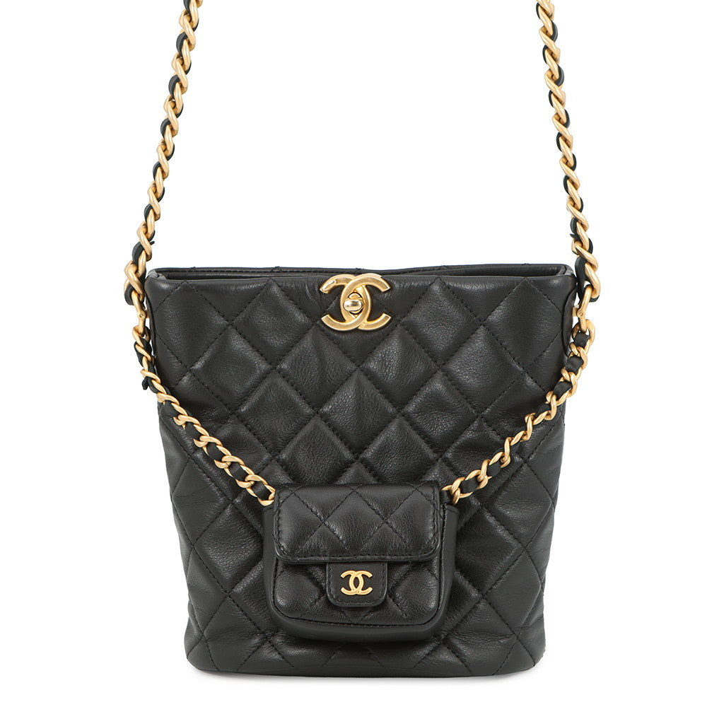 CHANEL Chain Shoulder Bag with Matelasse Pouch BlackAS3946 Lambskin