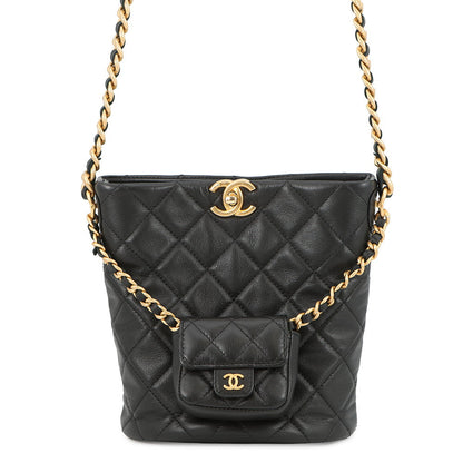 CHANEL Chain Shoulder Bag with Matelasse Pouch BlackAS3946 Lambskin