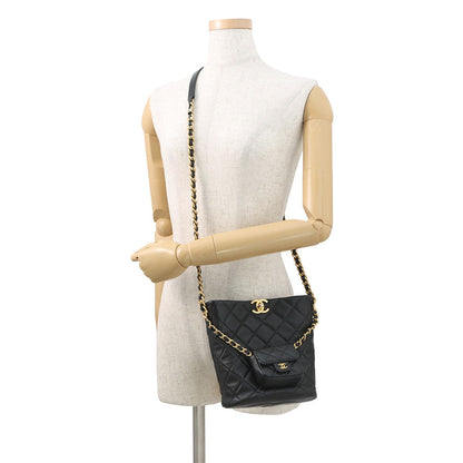 CHANEL Chain Shoulder Bag with Matelasse Pouch BlackAS3946 Lambskin
