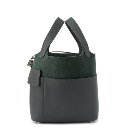 HERMES Picotin Padlock Go Team Vert Fonce Swift Leather Felt Size PM