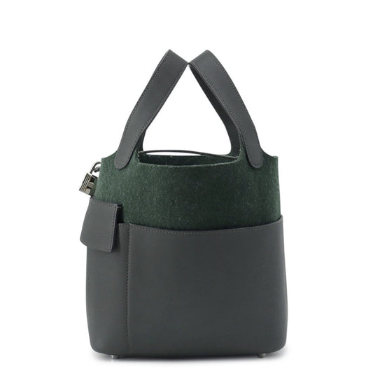 HERMES Picotin Padlock Go Team Vert Fonce Swift Leather Felt Size PM