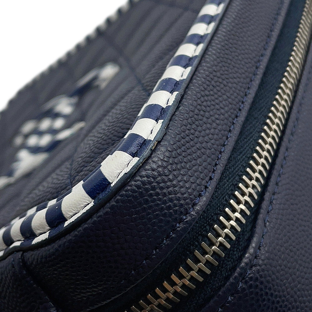 CHANEL CCFiligree ChainShoulder Bag Navy/WhiteA93343 Caviar Leather