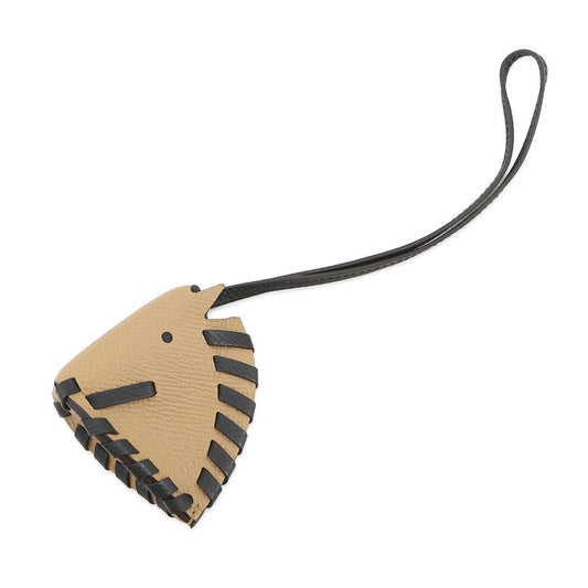 HERMES Cheval Tresse Bag Charm Poussiere/Black Epsom