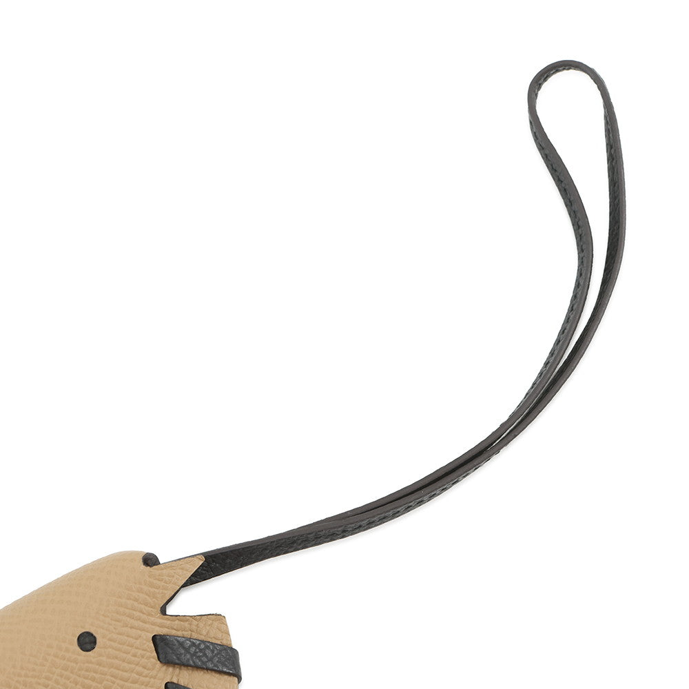 HERMES Cheval Tresse Bag Charm Poussiere/Black Epsom