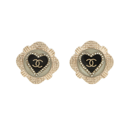 CHANEL CC Logo Square Earrings BlackAB6692 Metal Rhinestone