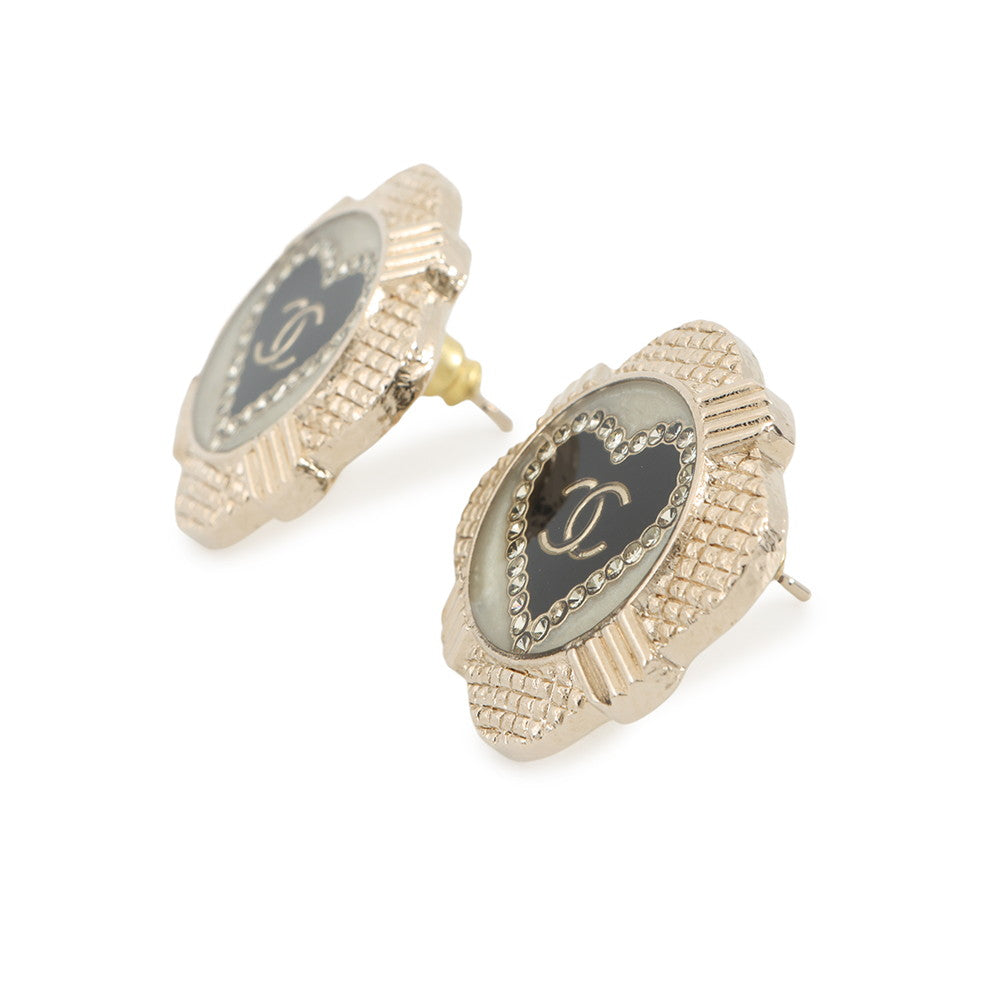 CHANEL CC Logo Square Earrings BlackAB6692 Metal Rhinestone
