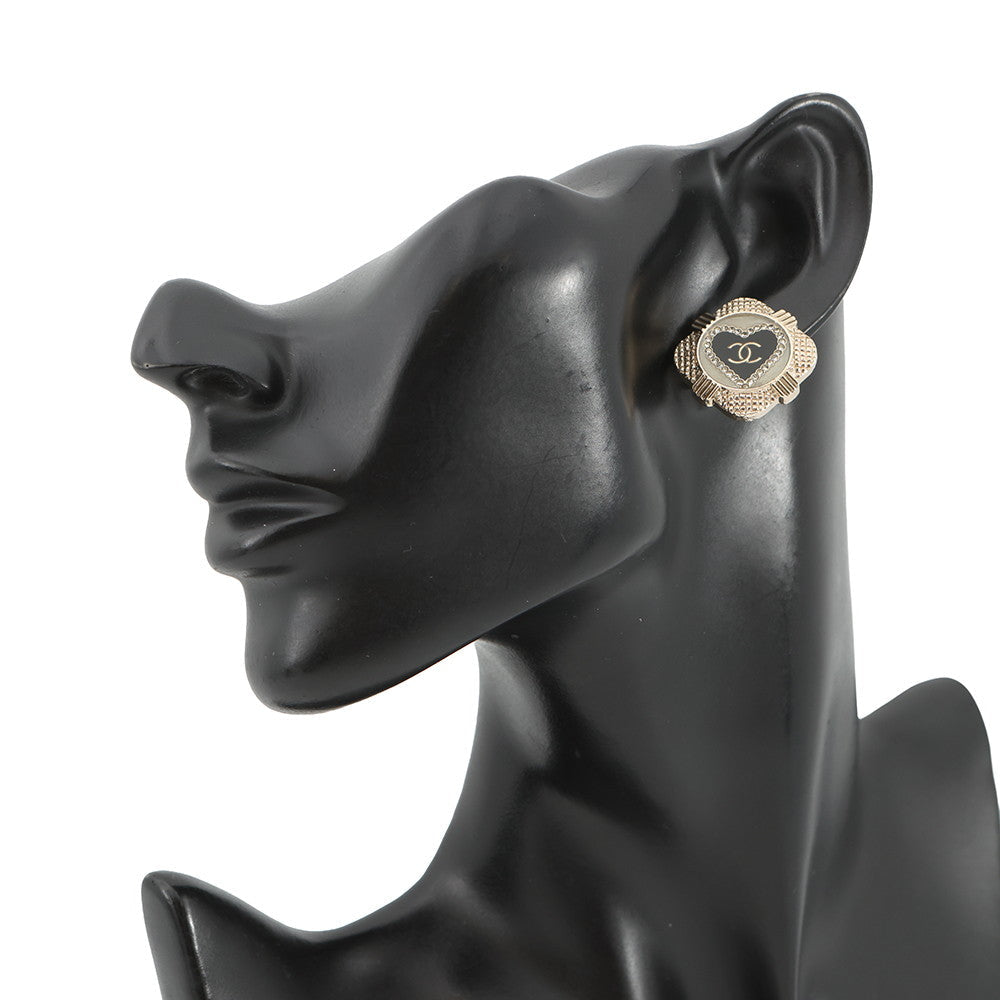 CHANEL CC Logo Square Earrings BlackAB6692 Metal Rhinestone