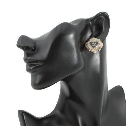 CHANEL CC Logo Square Earrings BlackAB6692 Metal Rhinestone