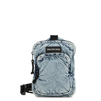 BALENCIAGA Denim Crossbody messenger bag Blue620260 puffy denim