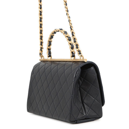 CHANEL Matelasse Chain Top Handle 2-Way Bag NavyAS1749 Lambskin