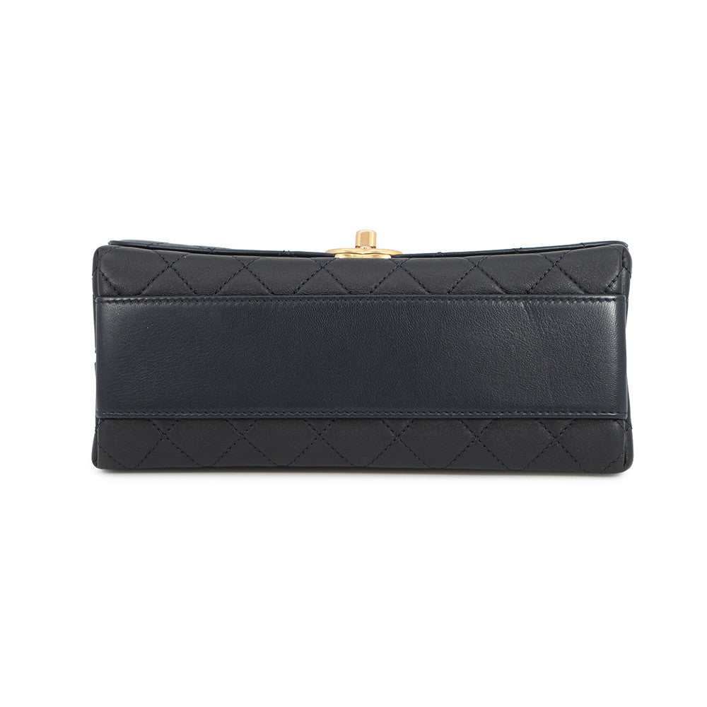 CHANEL Matelasse Chain Top Handle 2-Way Bag NavyAS1749 Lambskin