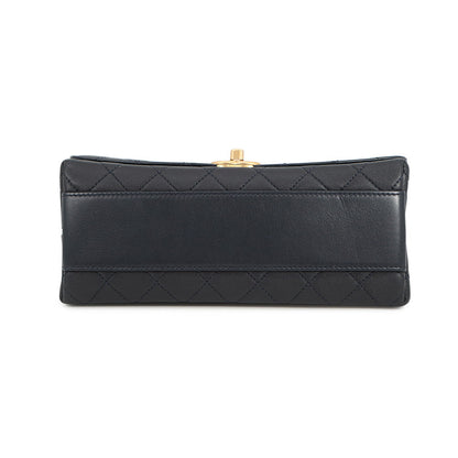 CHANEL Matelasse Chain Top Handle 2-Way Bag NavyAS1749 Lambskin