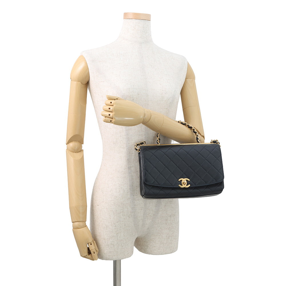 CHANEL Matelasse Chain Top Handle 2-Way Bag NavyAS1749 Lambskin