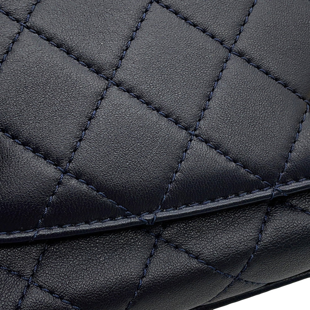 CHANEL Matelasse Chain Top Handle 2-Way Bag NavyAS1749 Lambskin