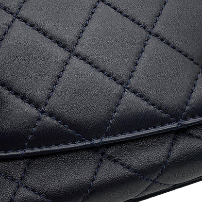 CHANEL Matelasse Chain Top Handle 2-Way Bag NavyAS1749 Lambskin