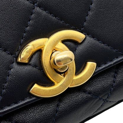 CHANEL Matelasse Chain Top Handle 2-Way Bag NavyAS1749 Lambskin