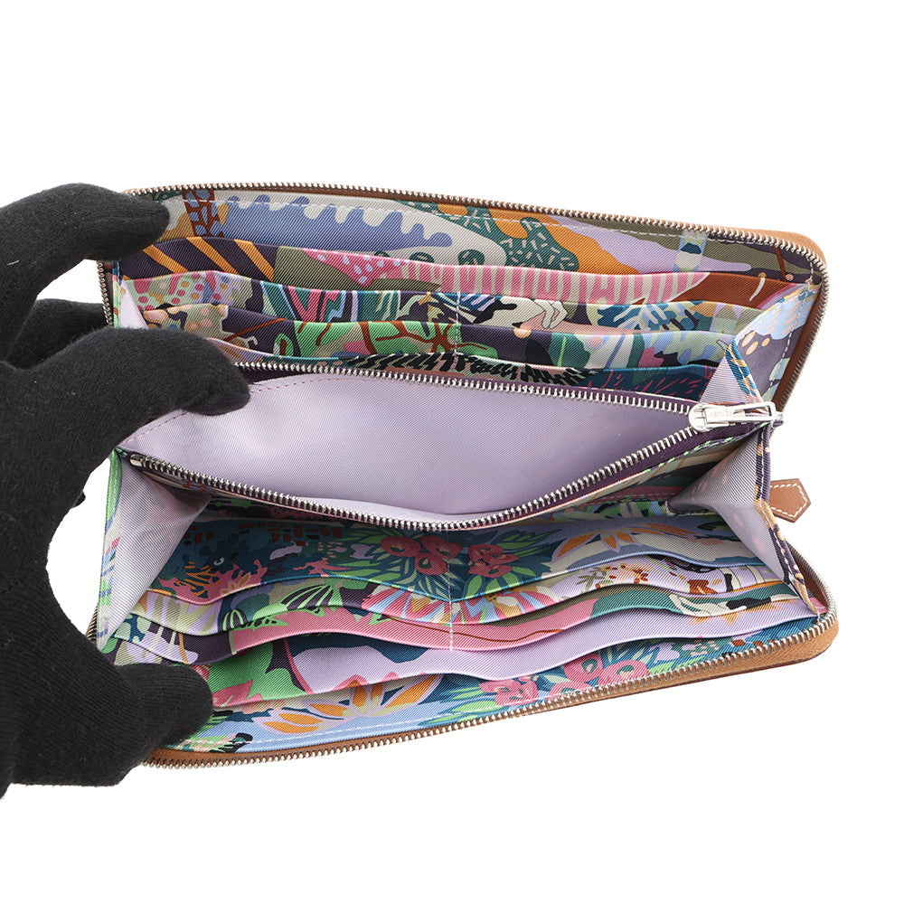 HERMES Azap Long silk in Gold Epsom