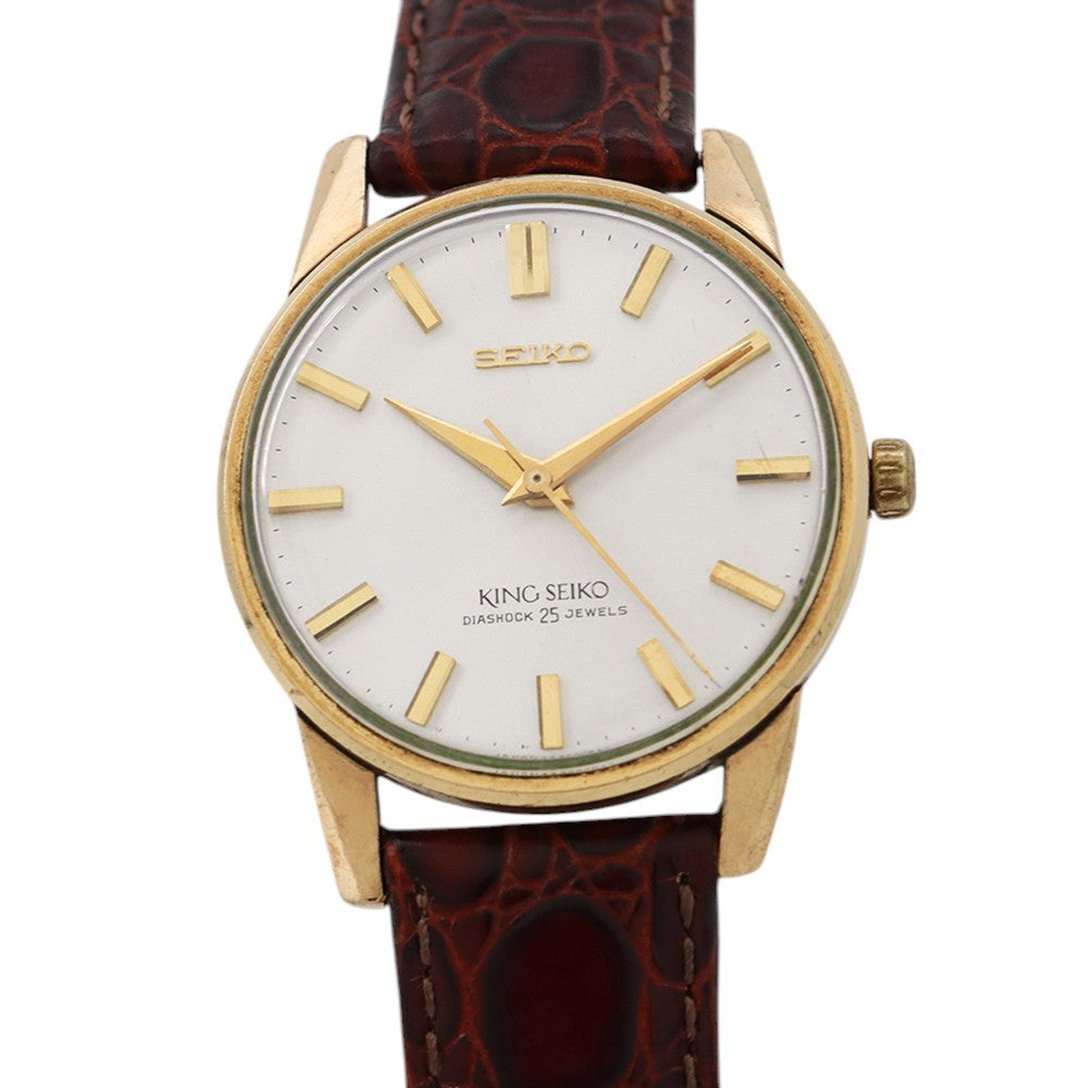 SEIKO King SEIKO 44KS 2nd model, earliest model W36mm Gold Plated Leather Silver Dial442000