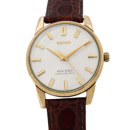 SEIKO King SEIKO 44KS 2nd model, earliest model W36mm Gold Plated Leather Silver Dial442000