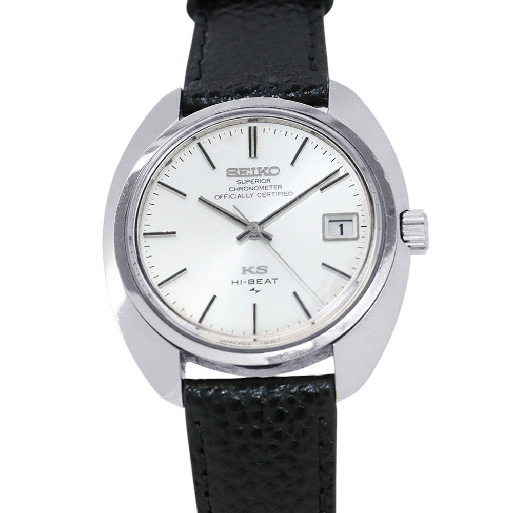 SEIKO King Seiko 45KS Superior Chronometer W37mm Stainless Steel Leather Silver Dial4502ｰ8010