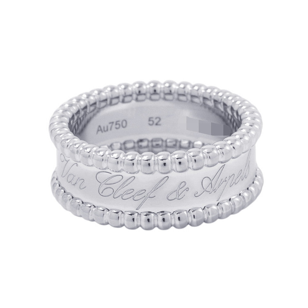 Van Cleef & Arpels Perlée Senior Tulle Ring Size 52/#12VCARN32352/VCARN32300 18K White Gold