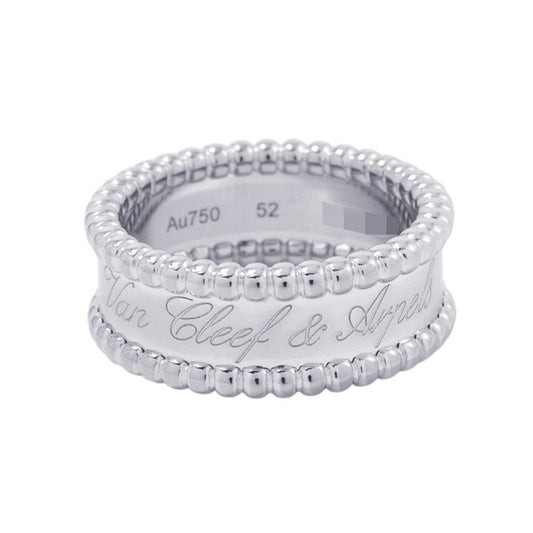 Van Cleef & Arpels Perlée Senior Tulle Ring Size 52/#12VCARN32352/VCARN32300 18K White Gold