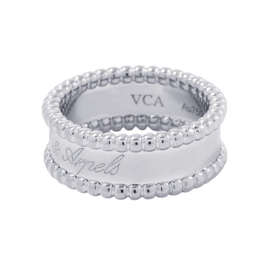 Van Cleef & Arpels Perlée Senior Tulle Ring Size 52/#12VCARN32352/VCARN32300 18K White Gold