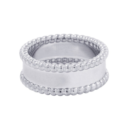 Van Cleef & Arpels Perlée Senior Tulle Ring Size 52/#12VCARN32352/VCARN32300 18K White Gold