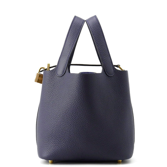 HERMES Picotin Lock Blue Nuit Taurillon Clemence Size PM