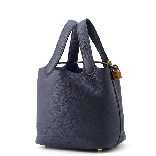 HERMES Picotin Lock Blue Nuit Taurillon Clemence Size PM