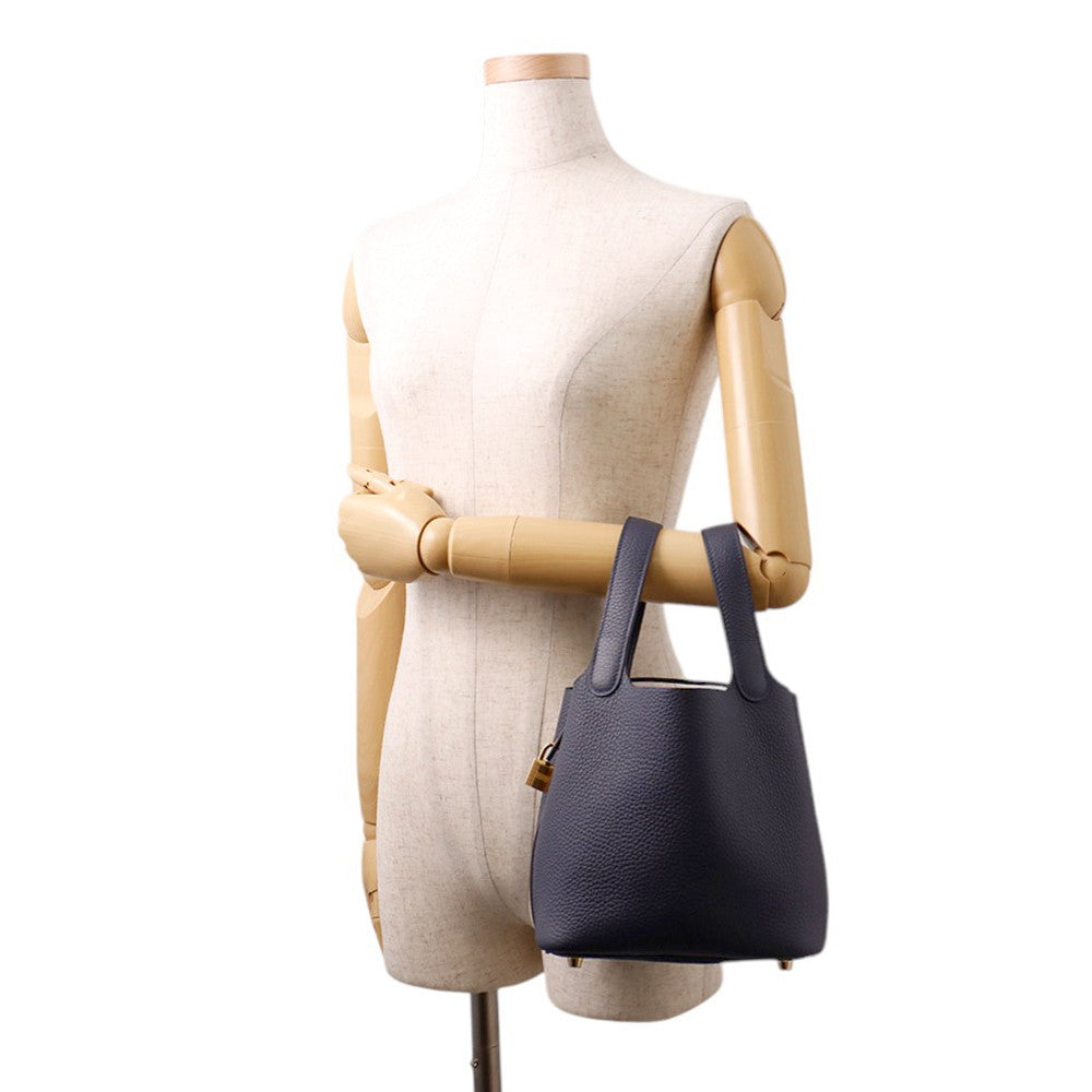 HERMES Picotin Lock Blue Nuit Taurillon Clemence Size PM