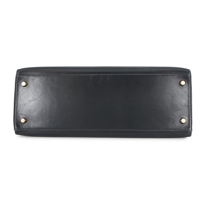 HERMES Kelly Retourne Navy Box Calf Leather Size 35