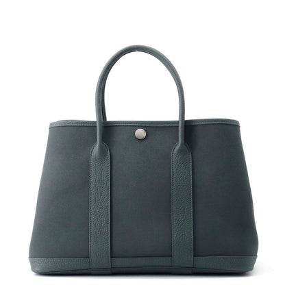 HERMES Garden Party Vert Mangrove Toile Military Negonda Leather Size TPM