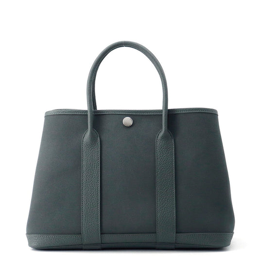 HERMES Garden Party Vert Mangrove Toile Military Negonda Leather Size TPM