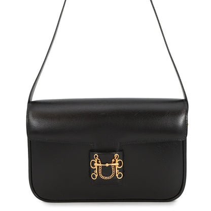 HERMES Sologne Black Box Calf Leather
