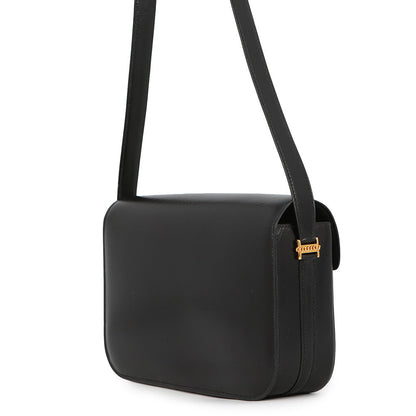 HERMES Sologne Black Box Calf Leather