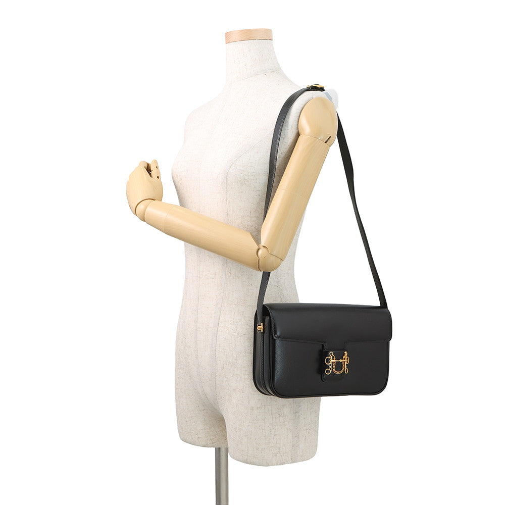 HERMES Sologne Black Box Calf Leather