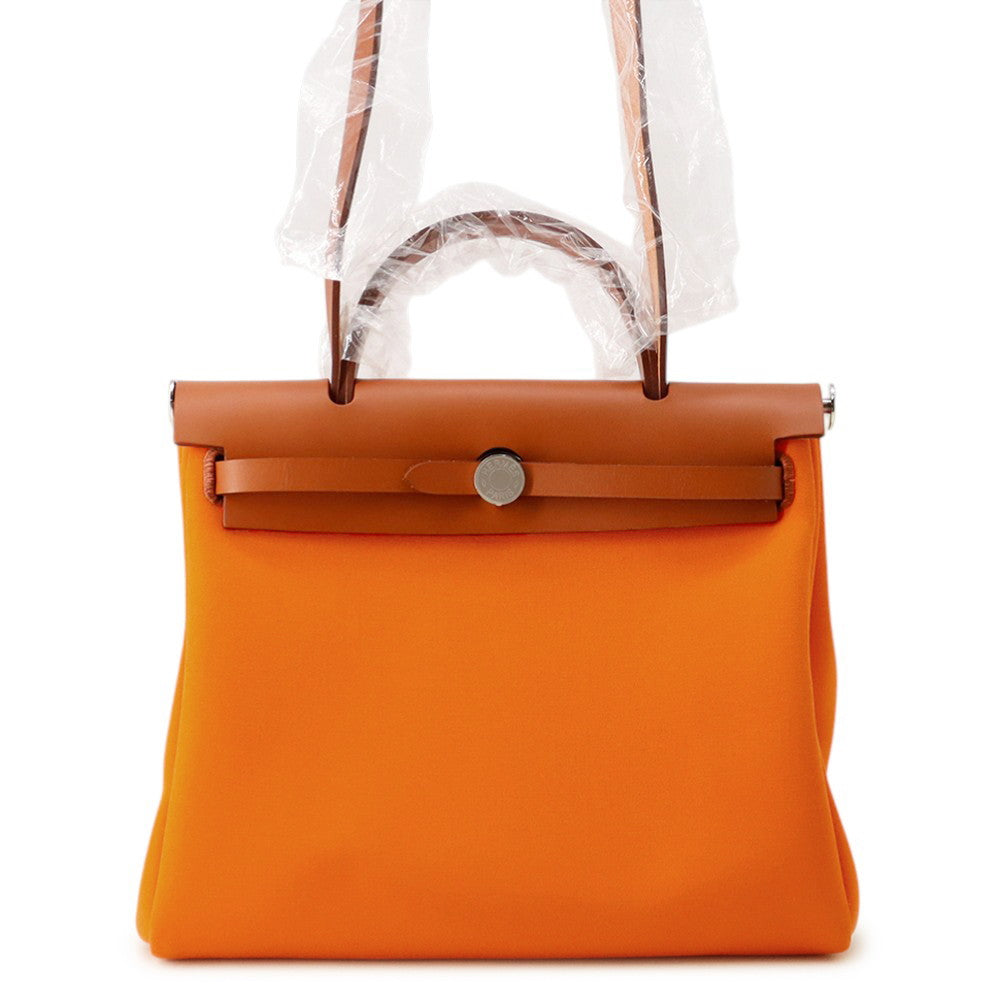 HERMES Herbag zip Orange minyan Toile Officer Bash Hunter Size PM