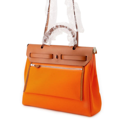 HERMES Herbag zip Orange minyan Toile Officer Bash Hunter Size PM