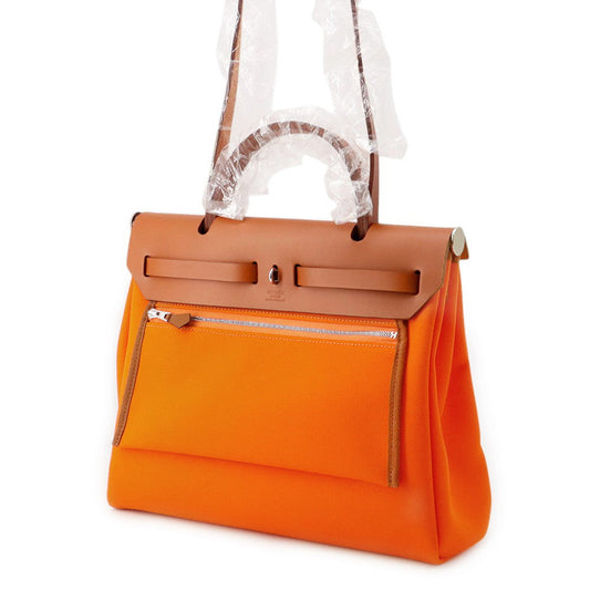HERMES Herbag zip Orange minyan Toile Officer Bash Hunter Size PM