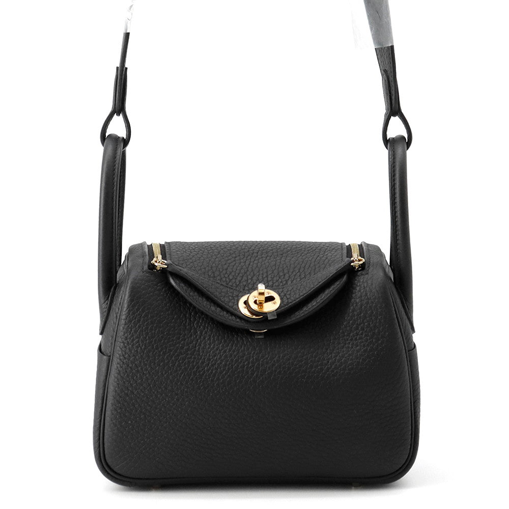 HERMES Lindy Black Taurillon Clemence Size Mini