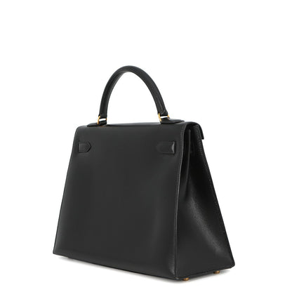 HERMES Kelly Sellier Black Box Calf Leather Size 32