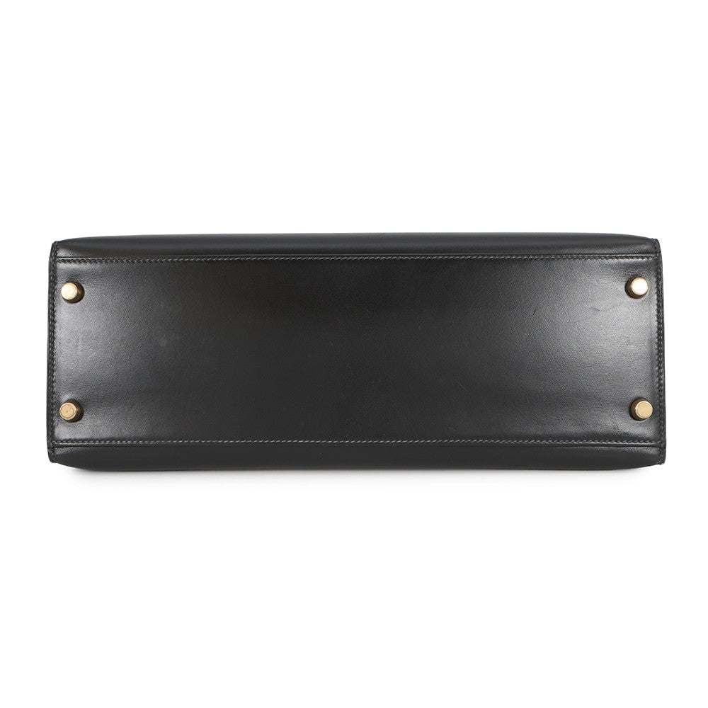 HERMES Kelly Sellier Black Box Calf Leather Size 32